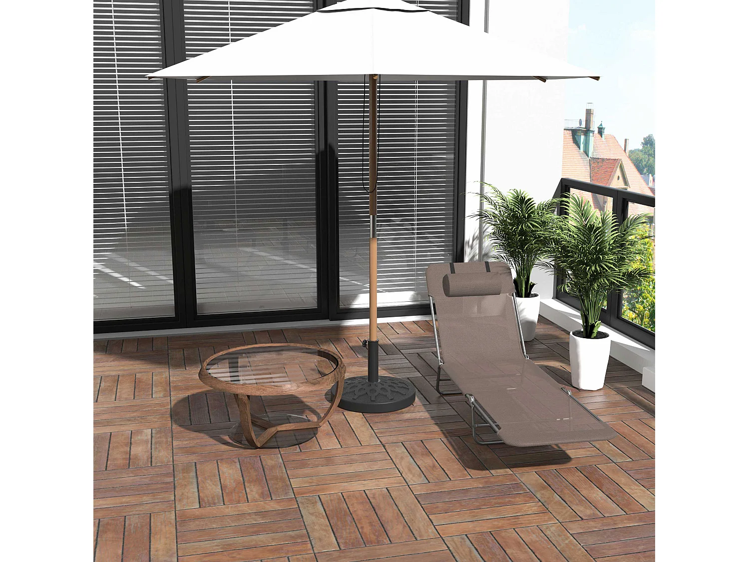 Opvouwbare tuinligstoel, staal, bruin, comfortabel design (182x56x28 cm)