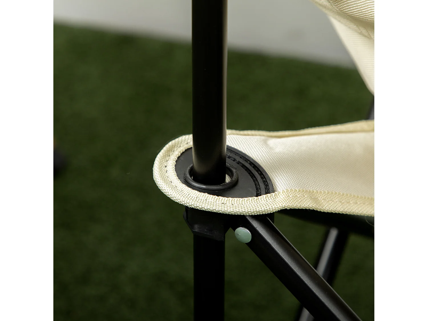 Chaise de camping pliable avec poche latérale, acier, polyester, blanc (61x54x66 cm)