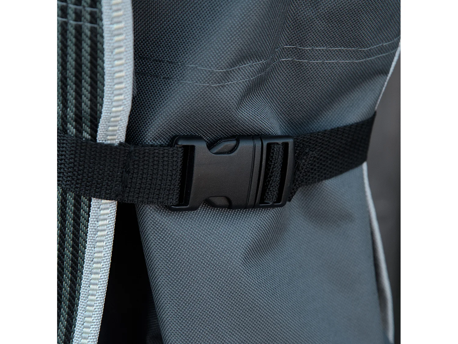 Chaise longue pliable, avec coussin et poche latérale, en métal et tissu Oxford, gris (188x64.5x53 cm)