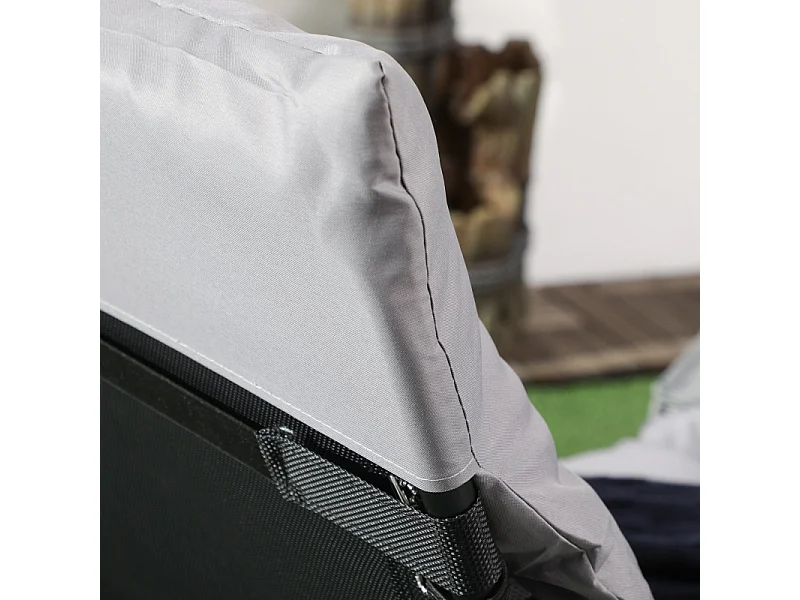 Chaise longue pliable avec coussin, 5 positions réglables, cadre en métal, polyester, gris clair (58x189x32.5 cm)