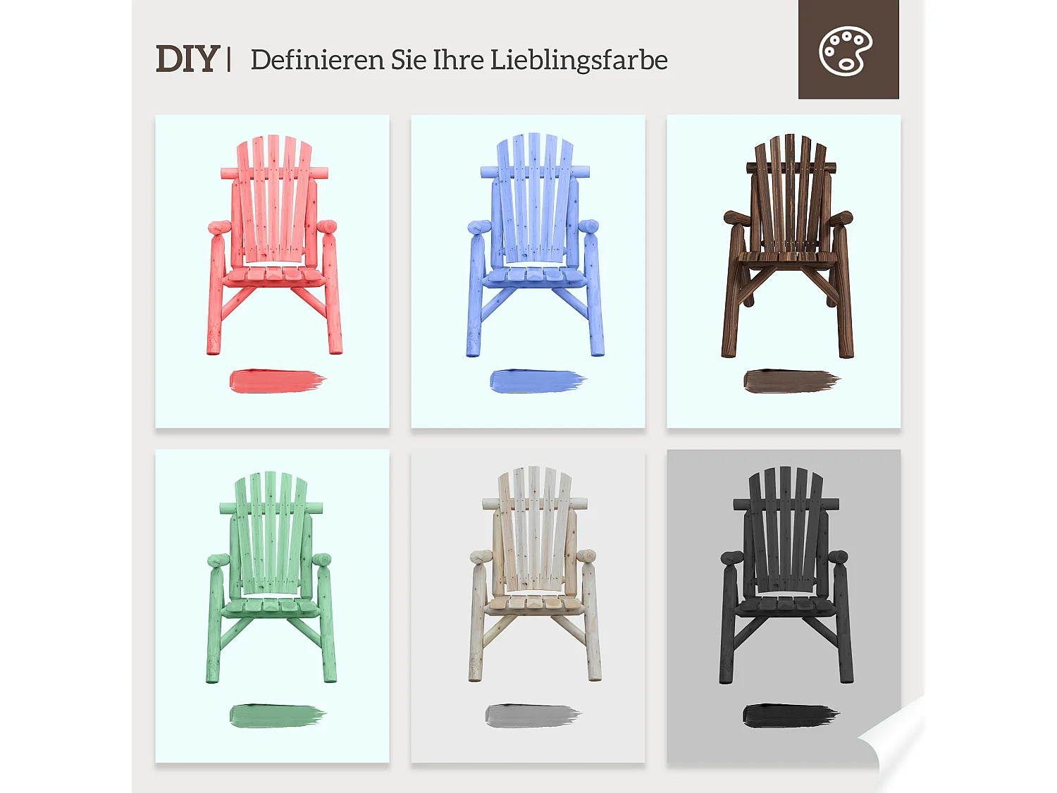 Chaise Adirondack en bois avec accoudoirs, Tanne, couleur brune (83x68x101 cm)