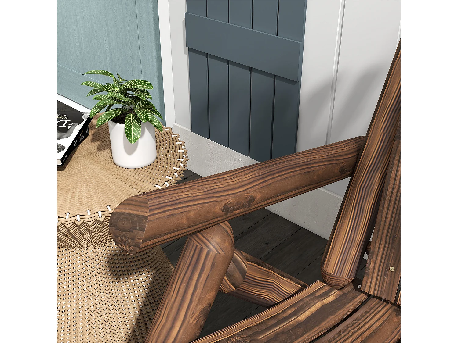 Chaise Adirondack en bois avec accoudoirs, Tanne, couleur brune (83x68x101 cm)