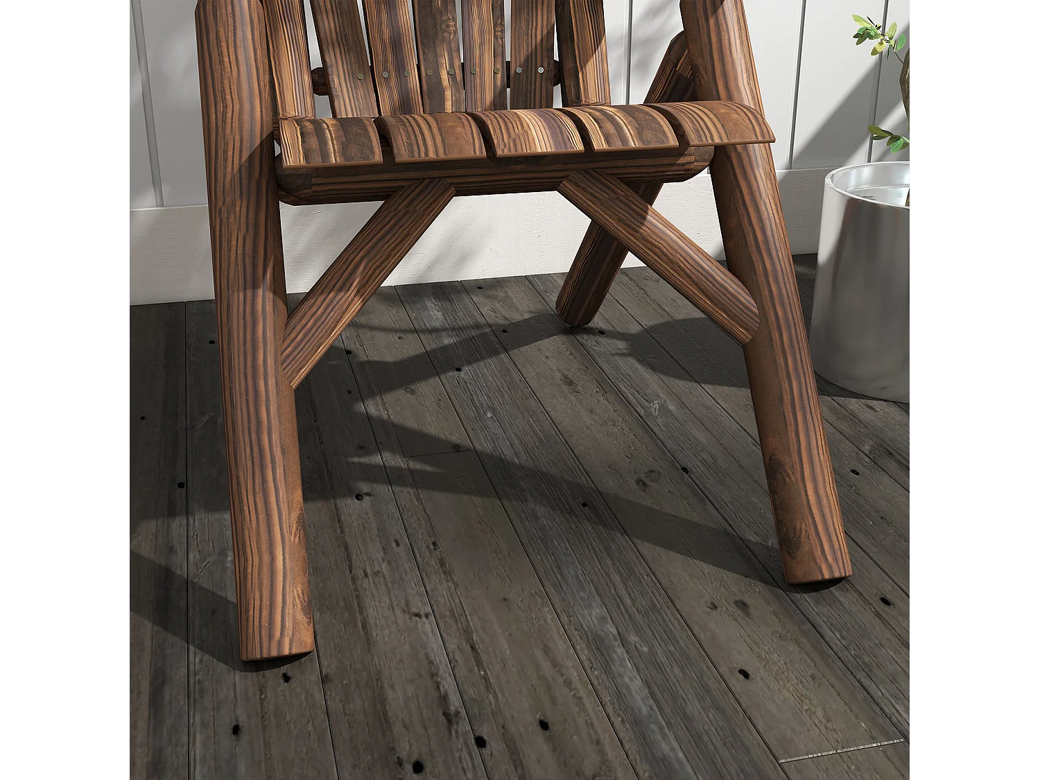 Chaise Adirondack en bois avec accoudoirs, Tanne, couleur brune (83x68x101 cm)