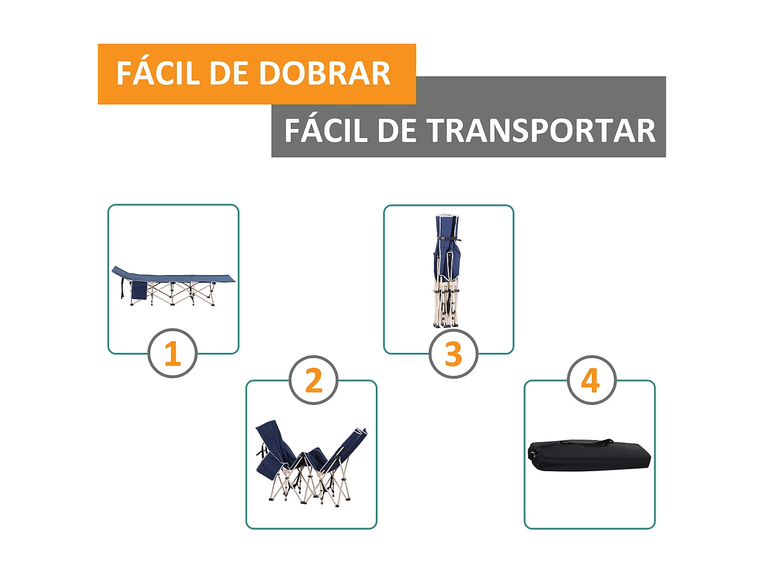 Opvouwbaar kampeerbed met opbergtas, staal en Oxford, blauw (190x68x52 cm)