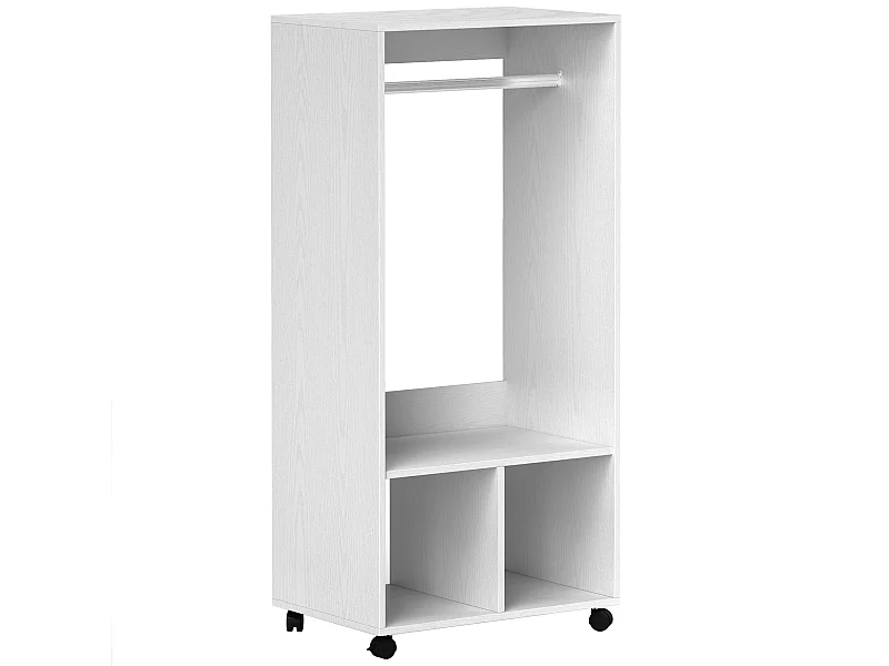 Armoire mobile pour vêtements, avec étagère, aluminium, blanc (60x40x127 cm)