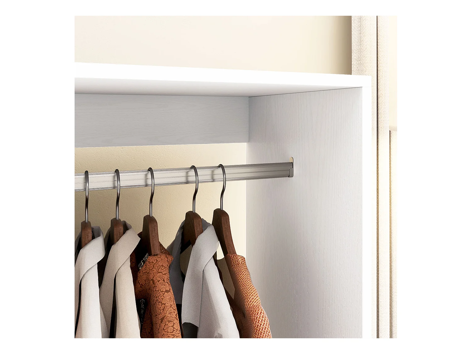 Armoire mobile pour vêtements, avec étagère, aluminium, blanc (60x40x127 cm)