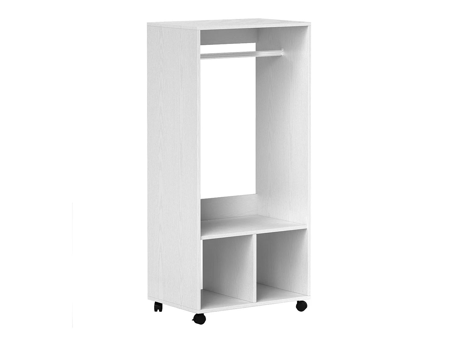 Armario móvil para ropa, con estante, aluminio, blanco (60x40x127 cm)