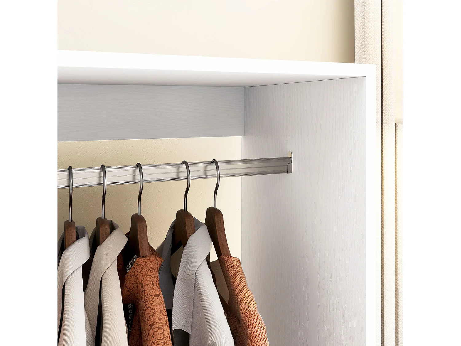 Armoire mobile pour vêtements, avec étagère, aluminium, blanc (60x40x127 cm)