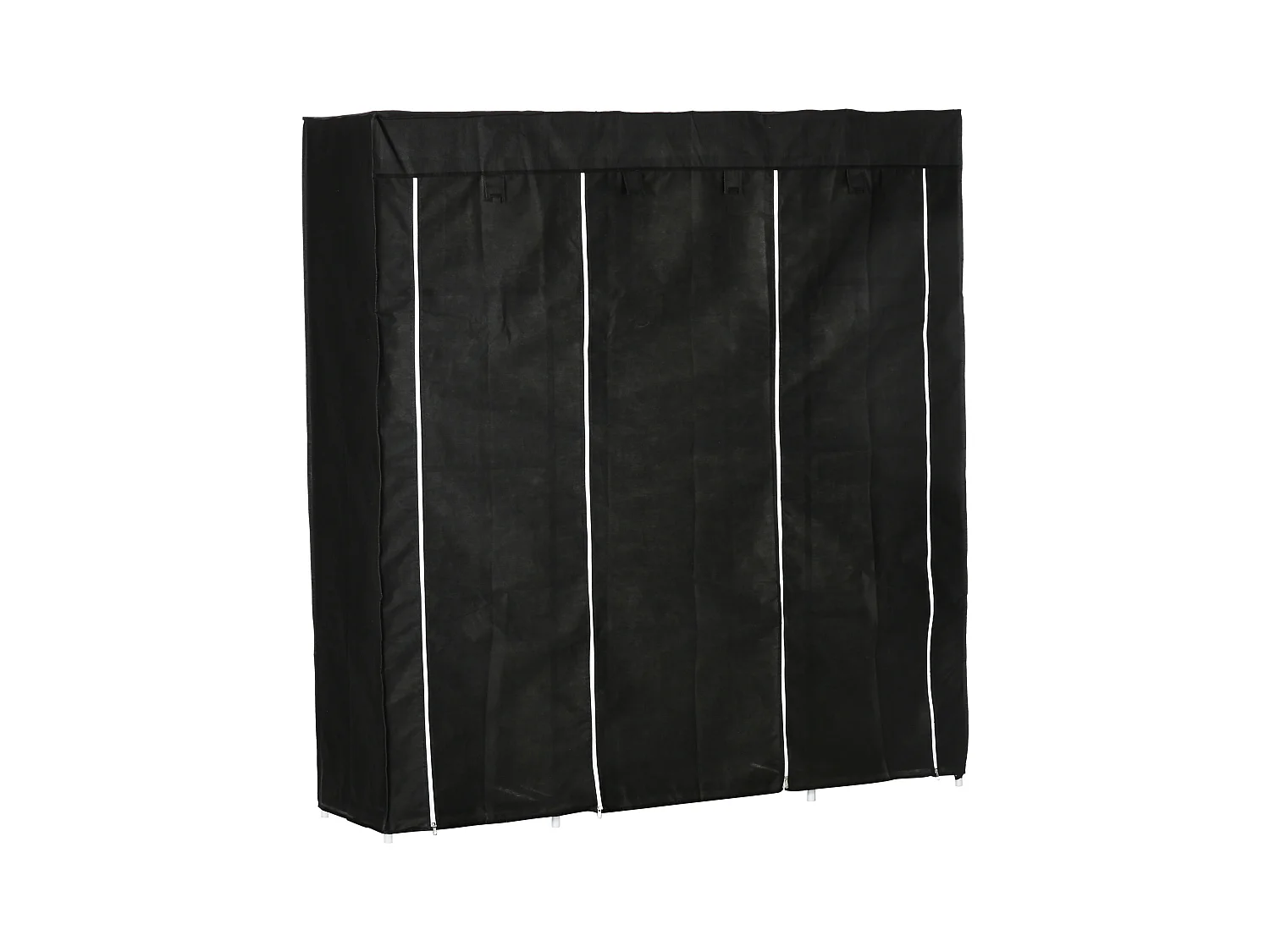 Armoire à vêtements en tissu avec 1 barre de suspension, 10 étagères, noir (150x43x162.5 cm)