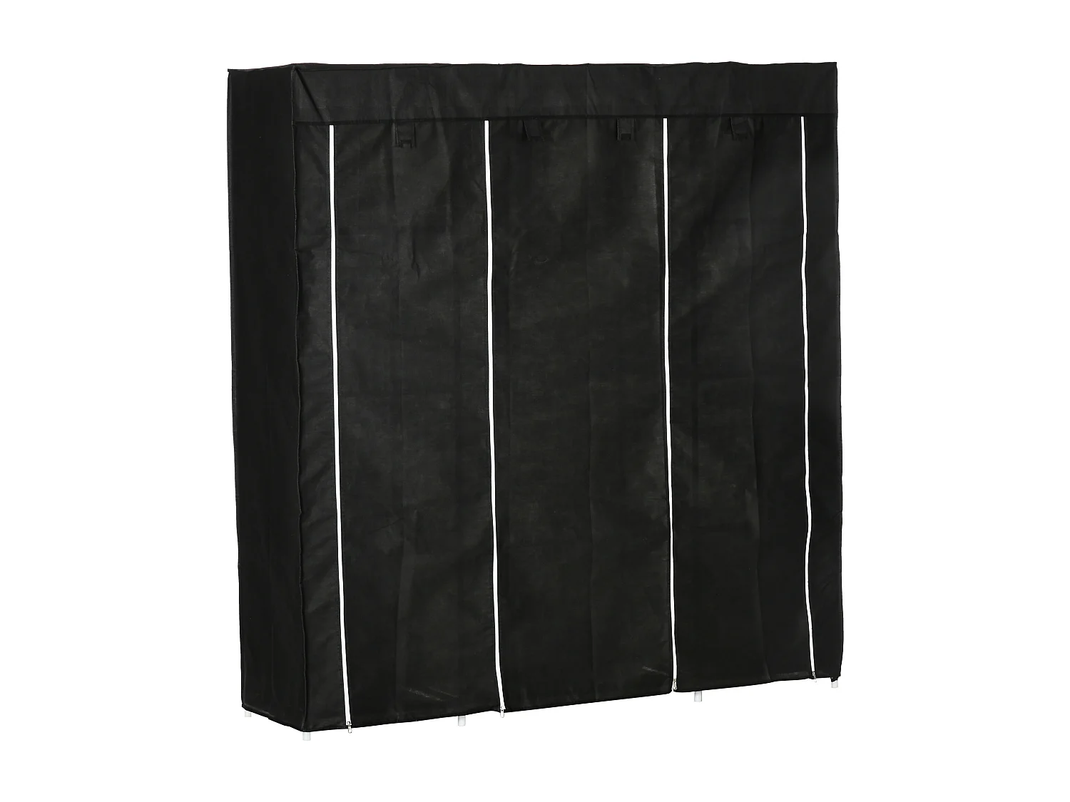 Armoire à vêtements en tissu avec 1 barre de suspension, 10 étagères, noir (150x43x162.5 cm)