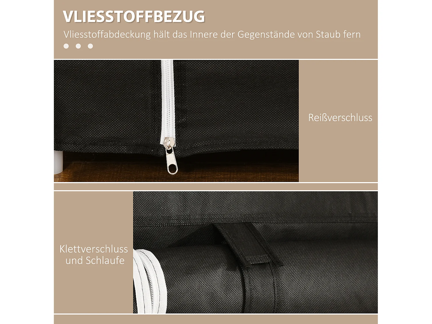 Armoire à vêtements en tissu avec 1 barre de suspension, 10 étagères, noir (150x43x162.5 cm)