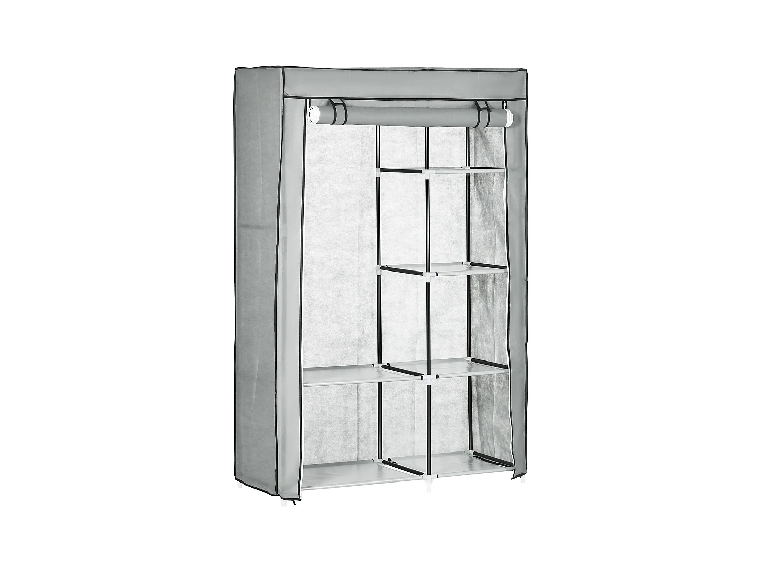Armoire à vêtements pliable avec 6 étagères, en tissu, gris (103x43x162.5 cm)
