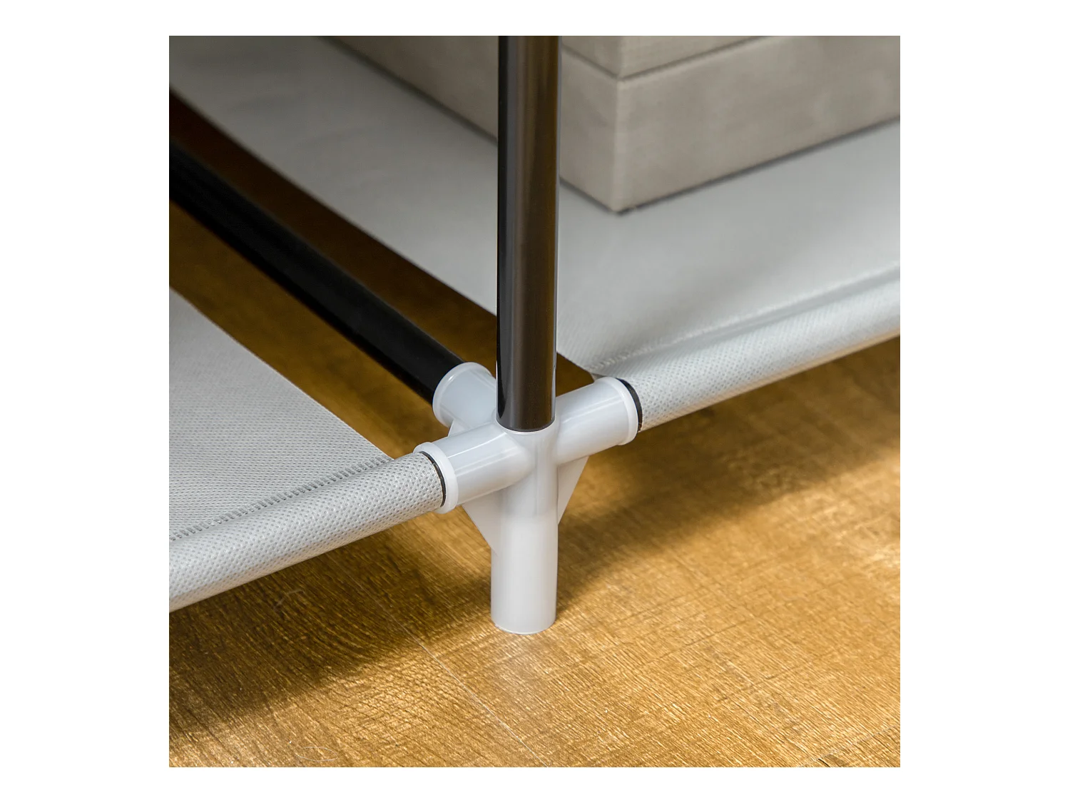 Armoire à vêtements pliable avec 6 étagères, en tissu, gris (103x43x162.5 cm)