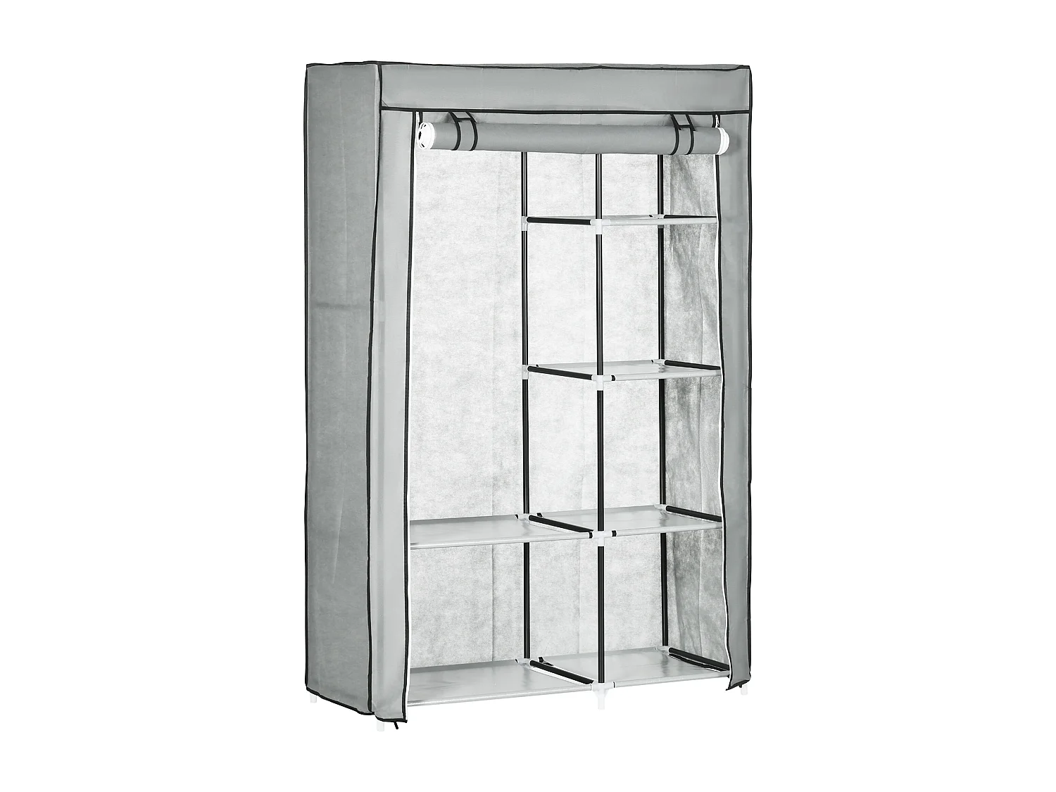Armoire à vêtements pliable avec 6 étagères, en tissu, gris (103x43x162.5 cm)
