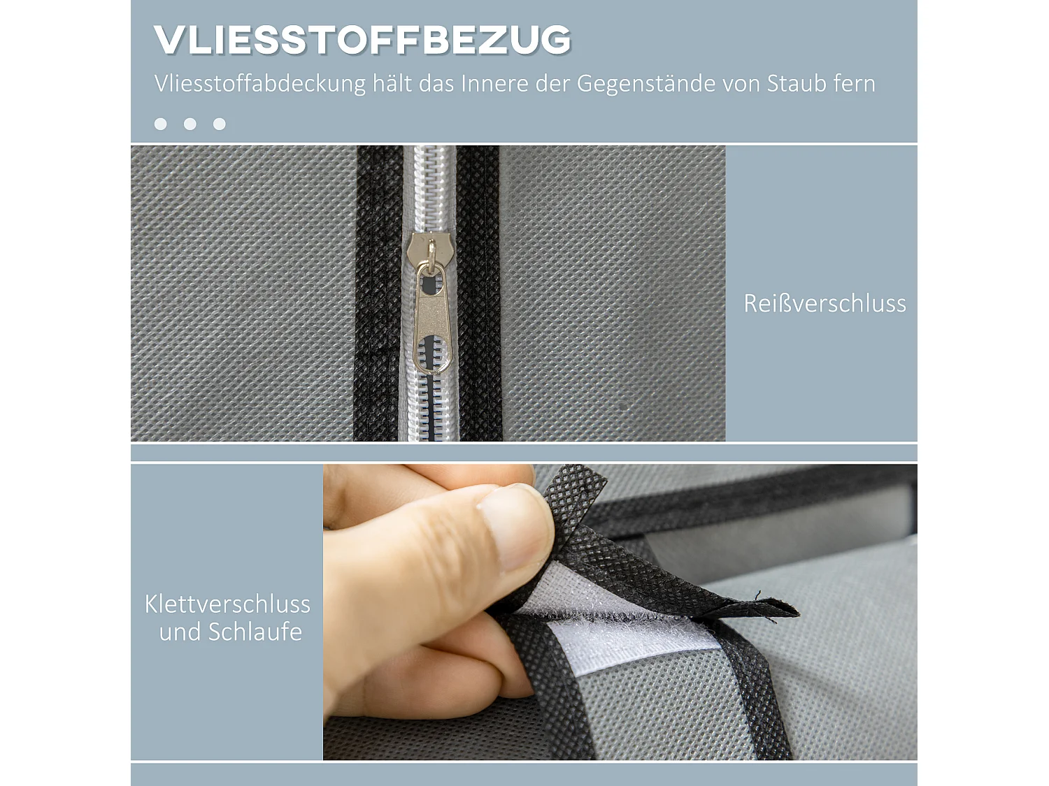 Armoire à vêtements pliable avec 6 étagères, en tissu, gris (103x43x162.5 cm)