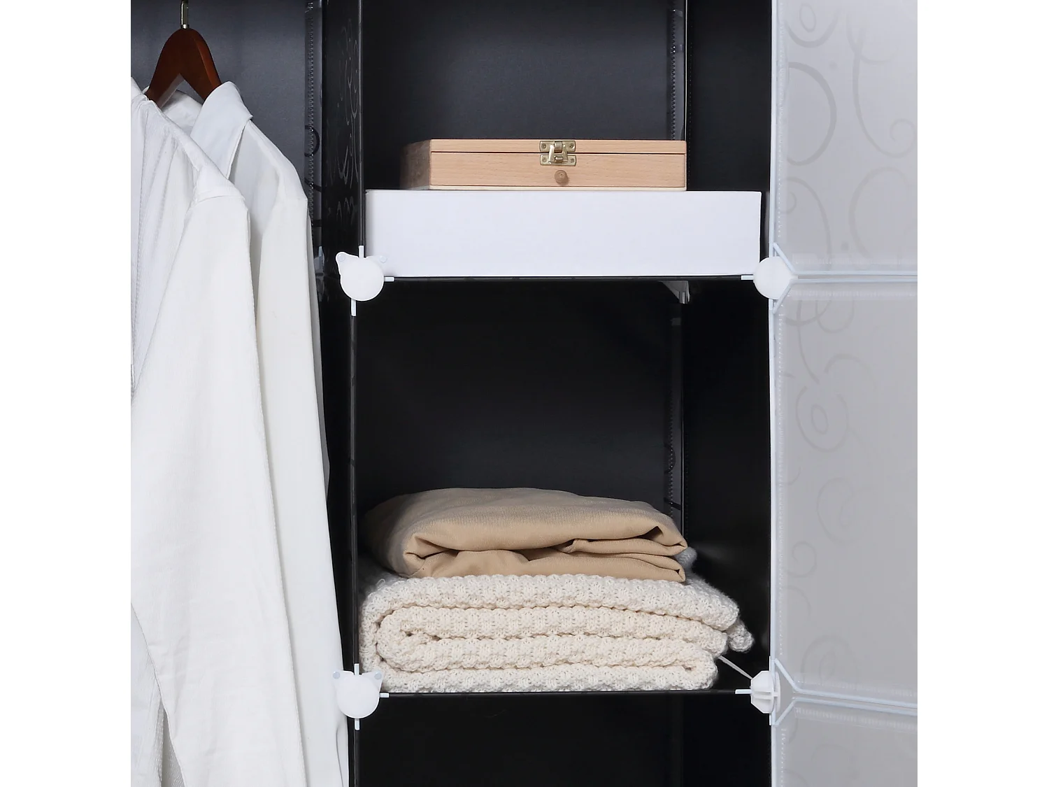 Rangement modulaire avec 2 grands et 9 petits cubes, étagères en plastique et métal, pour chambre et salon (111x47x183 cm)