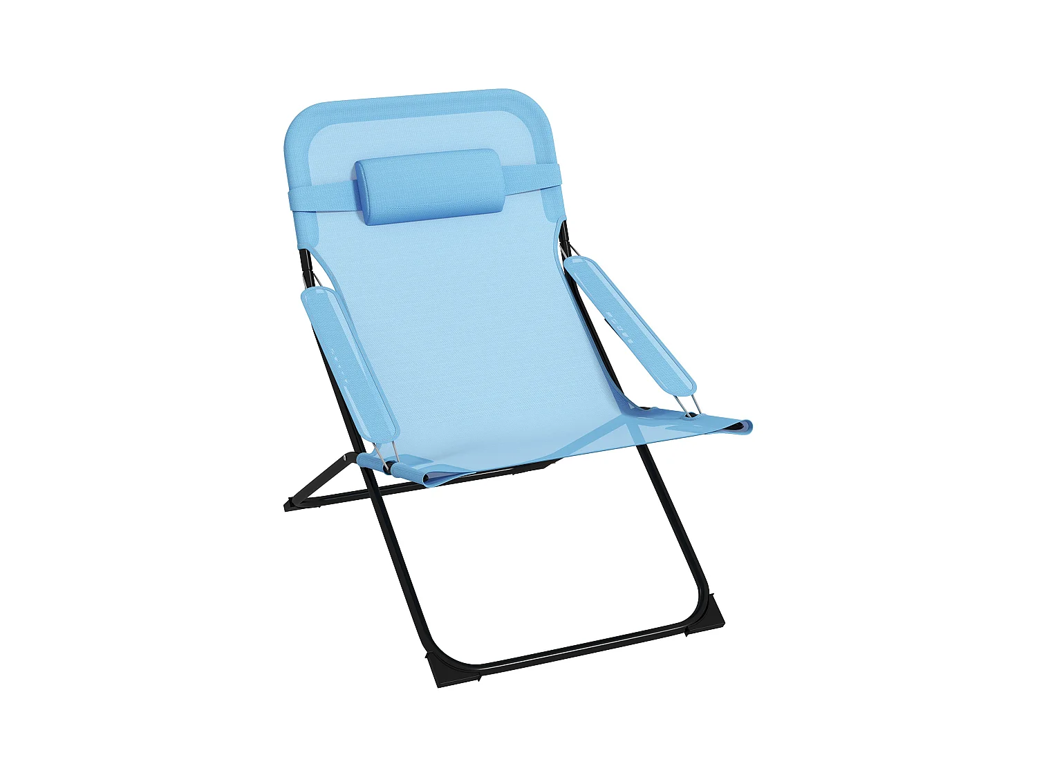 Chaise pliante de jardin avec dossier réglable, métal, bleu (69x91x96cm)