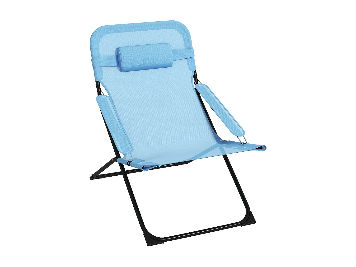 Silla de jardín plegable con respaldo regulable, de metal, azul (69x91x96cm)