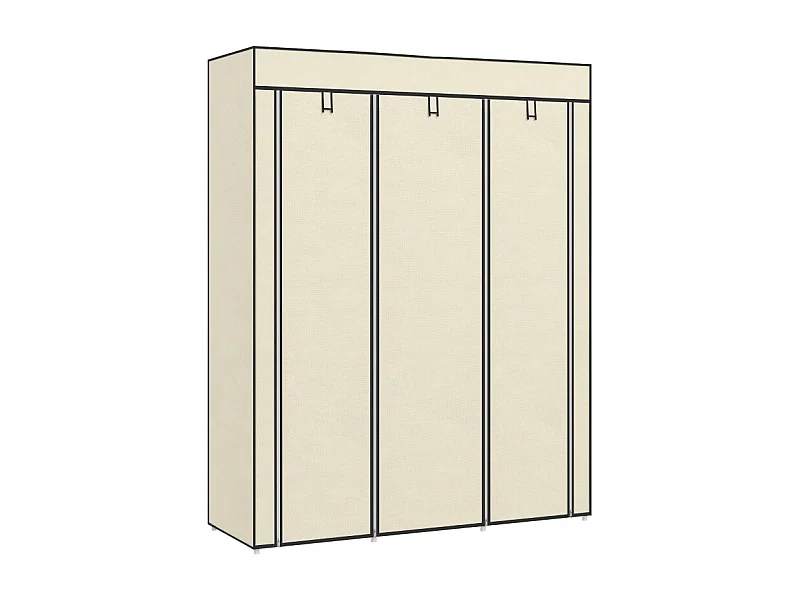 Armoire en tissu, 8 niveaux, avec tringles et étagères, armoire pliable pour chambre, couloir, tissu non-tissé, crème (125x43x162.5 cm)