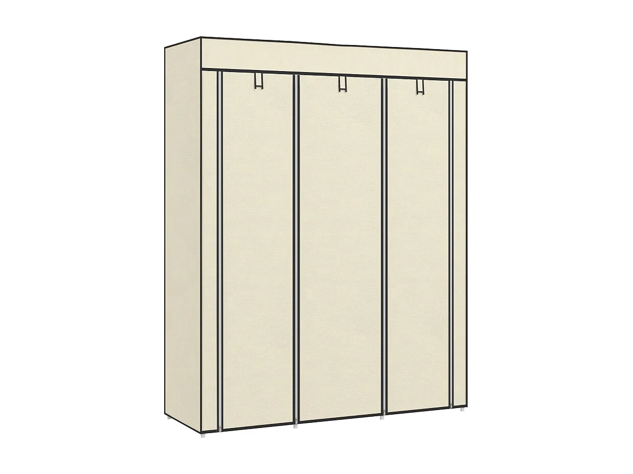 Armoire en tissu, 8 niveaux, avec tringles et étagères, armoire pliable pour chambre, couloir, tissu non-tissé, crème (125x43x162.5 cm)