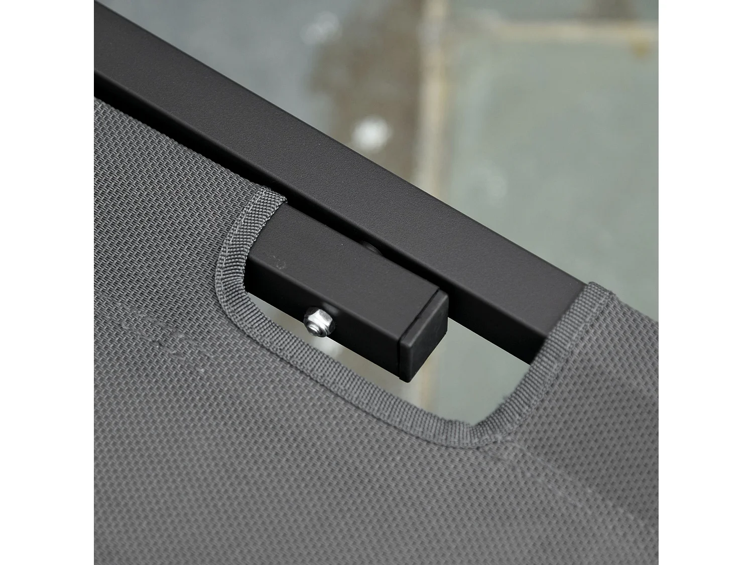 Chaise longue de jardin réglable 5 positions, aluminium, textilène gris et noir (163x58.5x91cm)