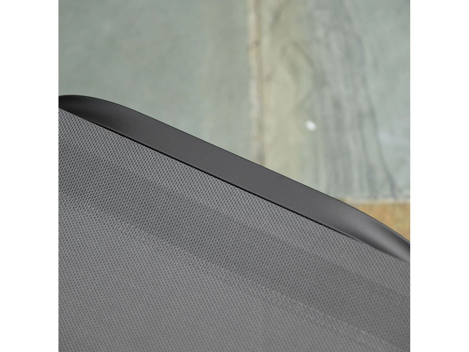 Chaise longue de jardin réglable 5 positions, aluminium, textilène gris et noir (163x58.5x91cm)