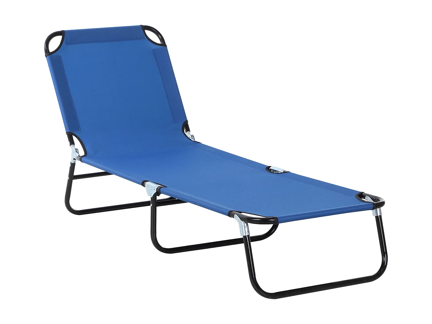 Chaise longue de jardin avec dossier réglable, acier, bleu (188x56x28 cm)