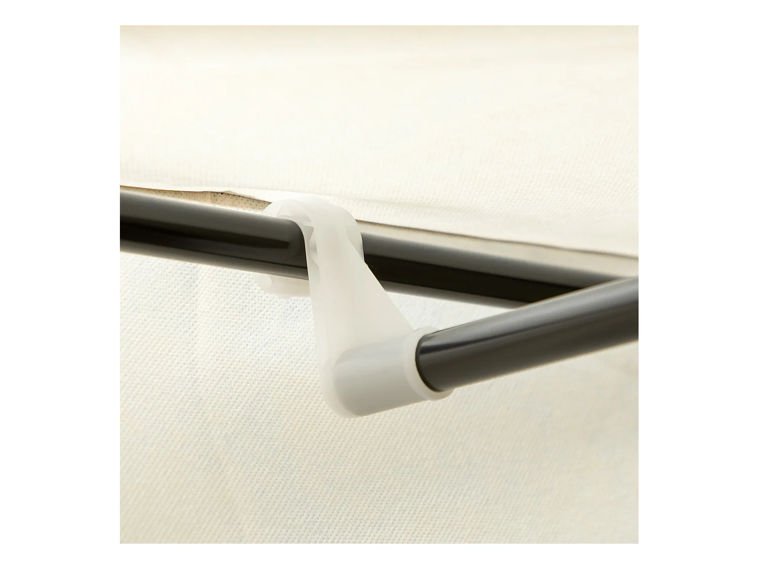 Opvouwbare textielgarderobekast met 2 roedes en 6 planken, stalen frame, crème (103x43x162,5cm)