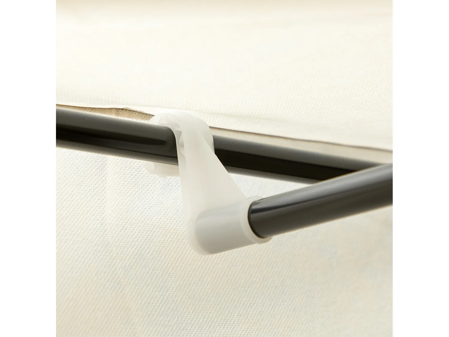 Opvouwbare textielgarderobekast met 2 roedes en 6 planken, stalen frame, crème (103x43x162,5cm)