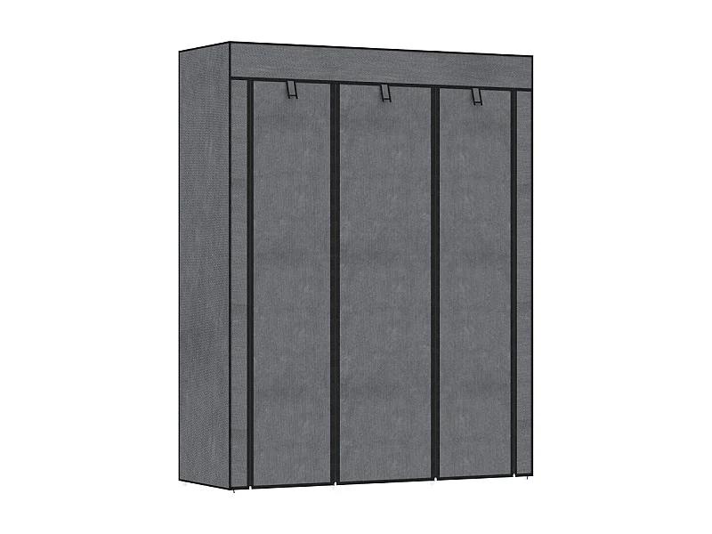 Armadio guardaroba pieghevole, con 8 ripiani e asta appendiabiti, tessuto, grigio scuro (125x43x162,5 cm)