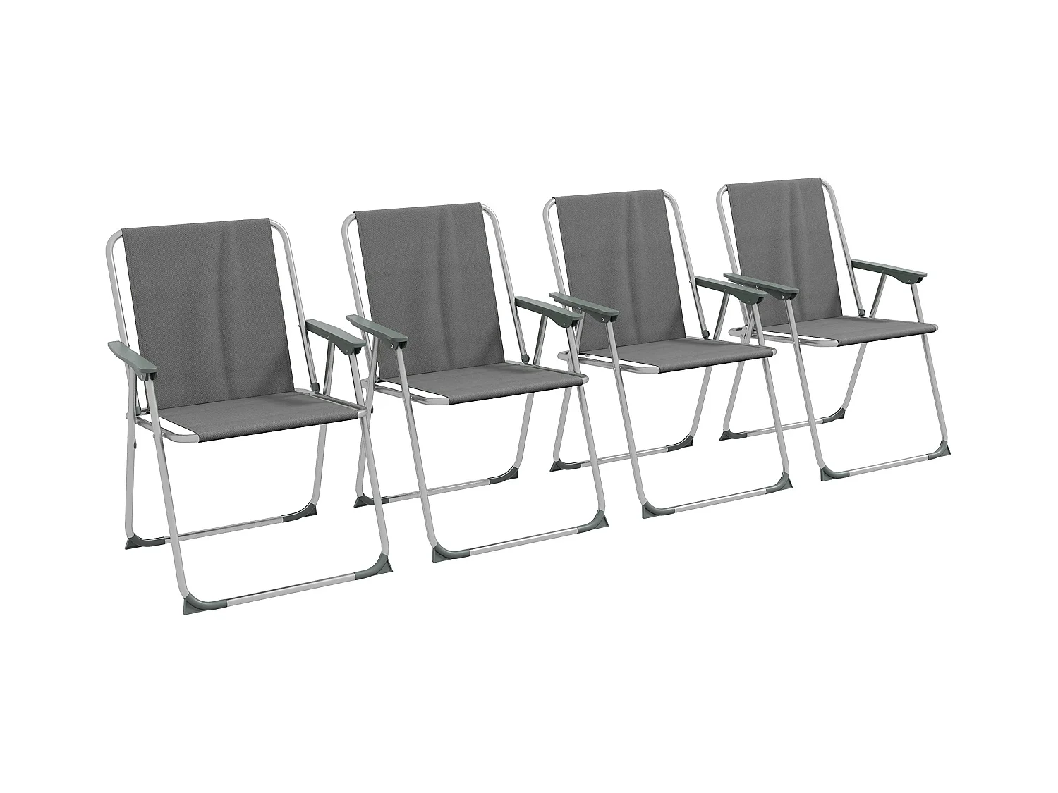 Lot de 4 chaises pliantes avec dossier et accoudoirs, tissu Oxford, gris (53x54x76 cm)