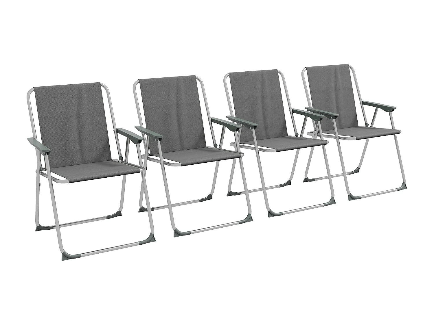 Lot de 4 chaises pliantes avec dossier et accoudoirs, tissu Oxford, gris (53x54x76 cm)