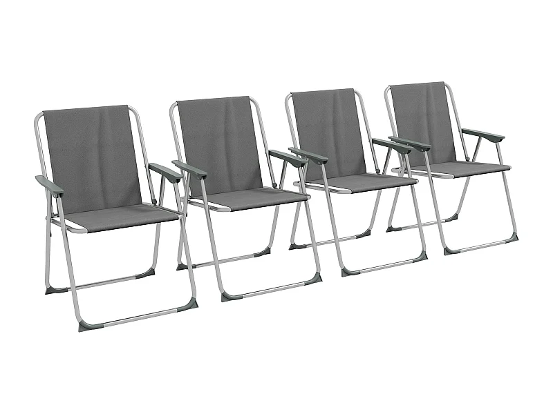 Lot de 4 chaises pliantes avec dossier et accoudoirs, tissu Oxford, gris (53x54x76 cm)
