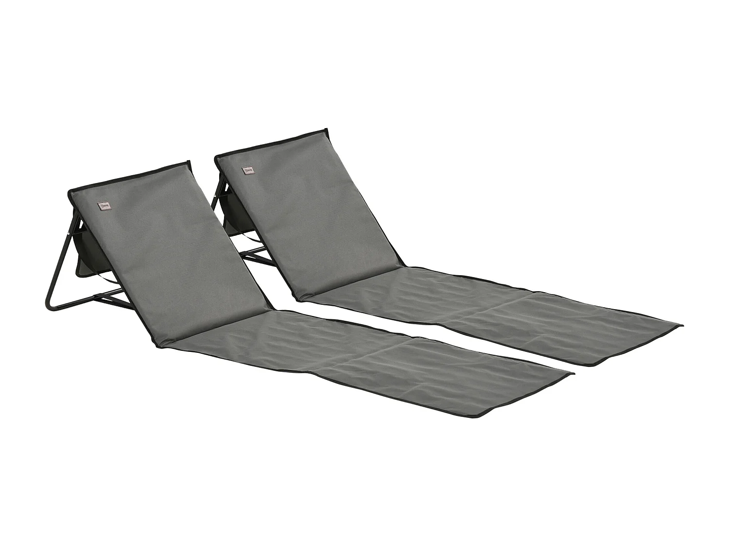 Set di 2 sedie a sdraio pieghevoli, schienale regolabile, acciaio e tessuto Oxford, grigio (142x51x40cm)