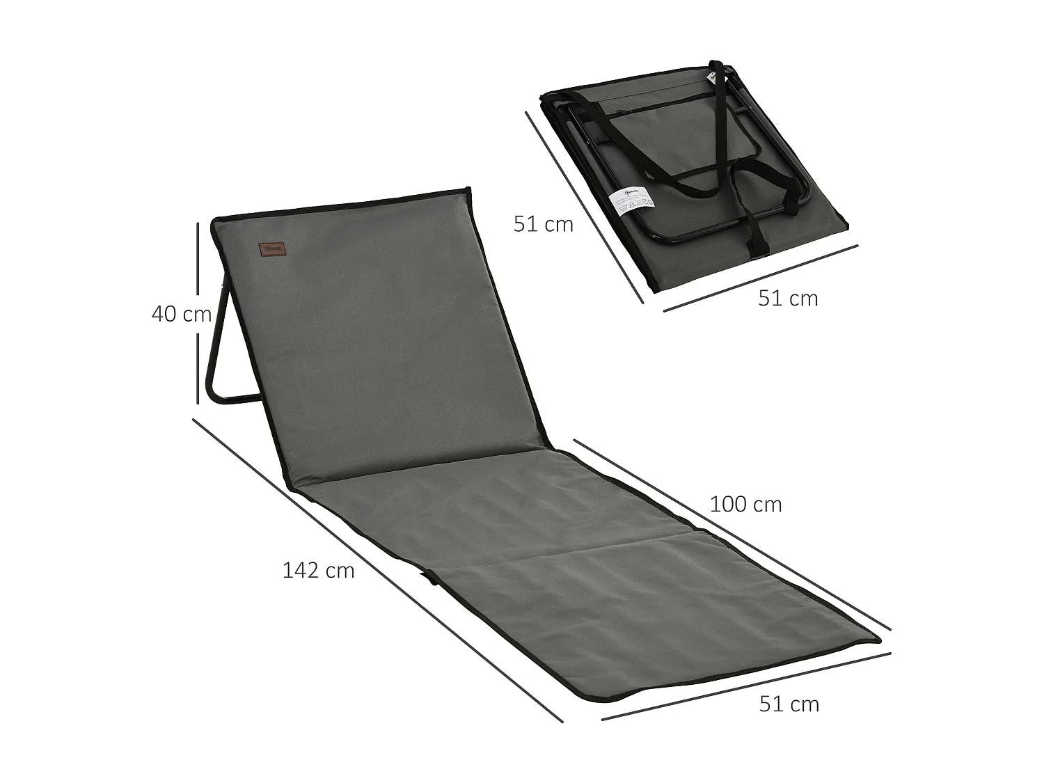 Set di 2 sedie a sdraio pieghevoli, schienale regolabile, acciaio e tessuto Oxford, grigio (142x51x40cm)