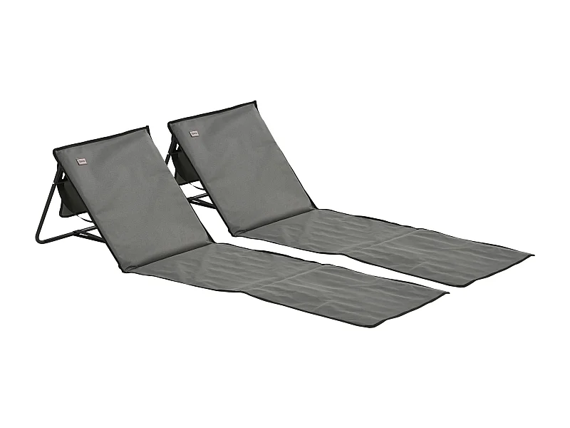 Set di 2 sedie a sdraio pieghevoli, schienale regolabile, acciaio e tessuto Oxford, grigio (142x51x40cm)
