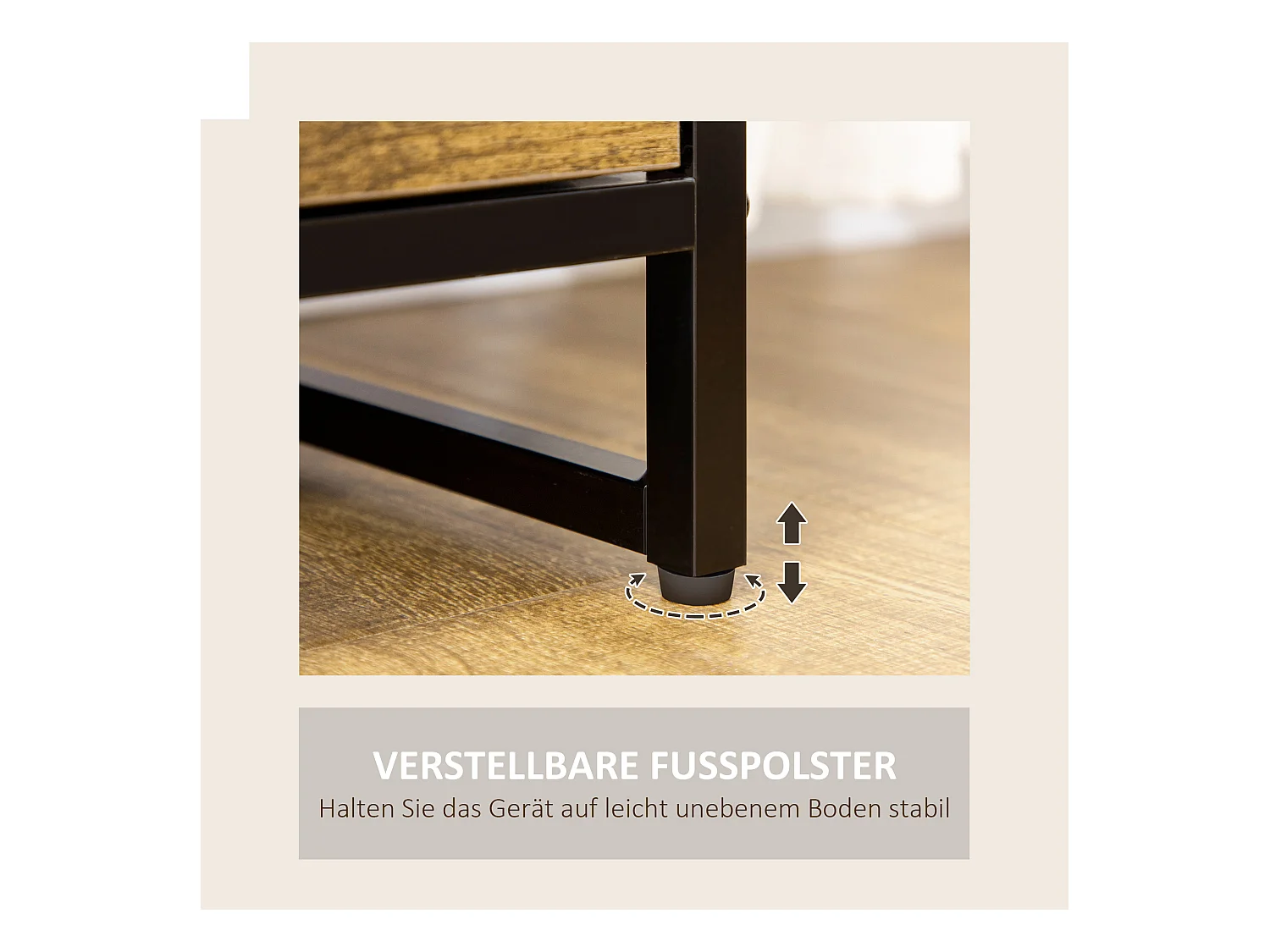 Commode avec 6 tiroirs pliables et 2 étagères, design industriel, MDF, marron rustique (84x30x92cm)