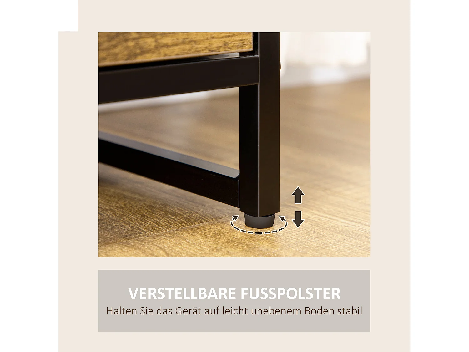 Commode avec 6 tiroirs pliables et 2 étagères, design industriel, MDF, marron rustique (84x30x92cm)