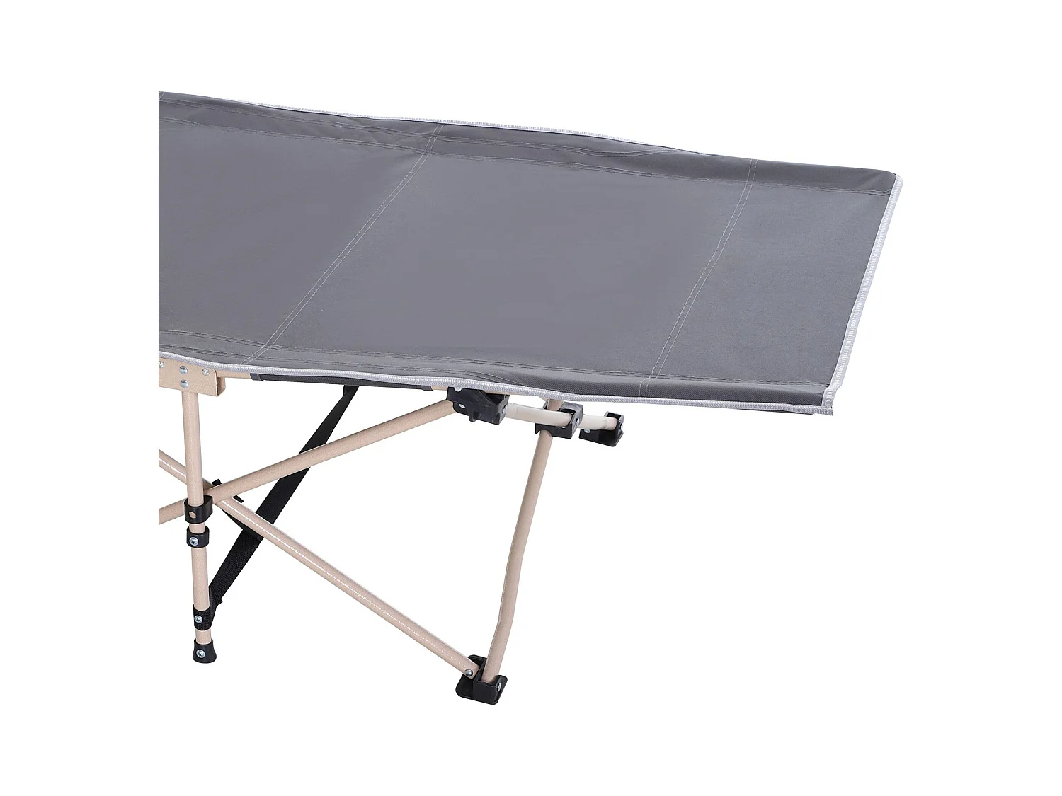 Lit de camping pliable avec sac de rangement, acier, polyester, gris (190x68x52 cm)