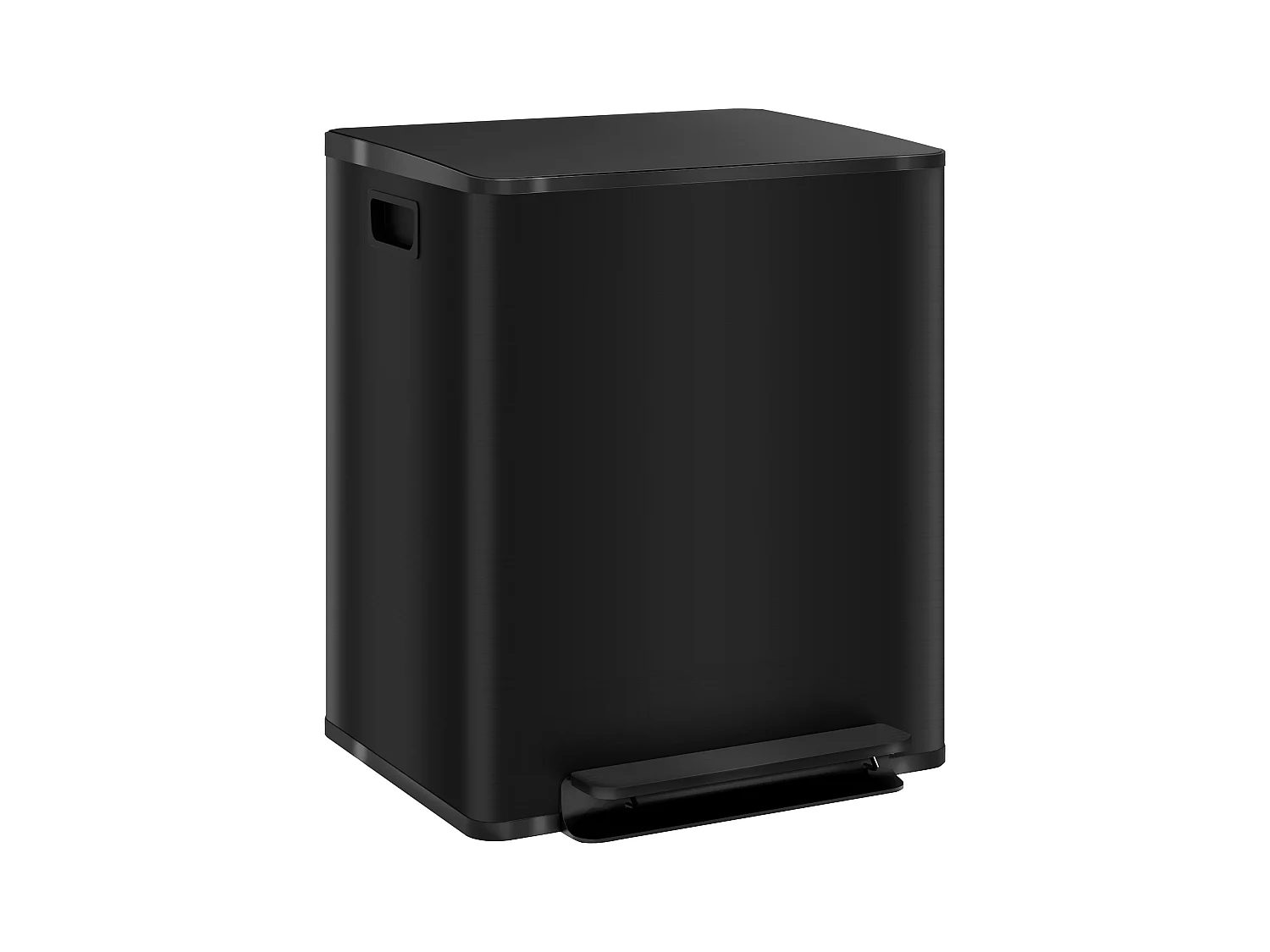 Poubelle à pédale 2x25L, Acier Inox, Noir (47.7x37.5x56 cm)