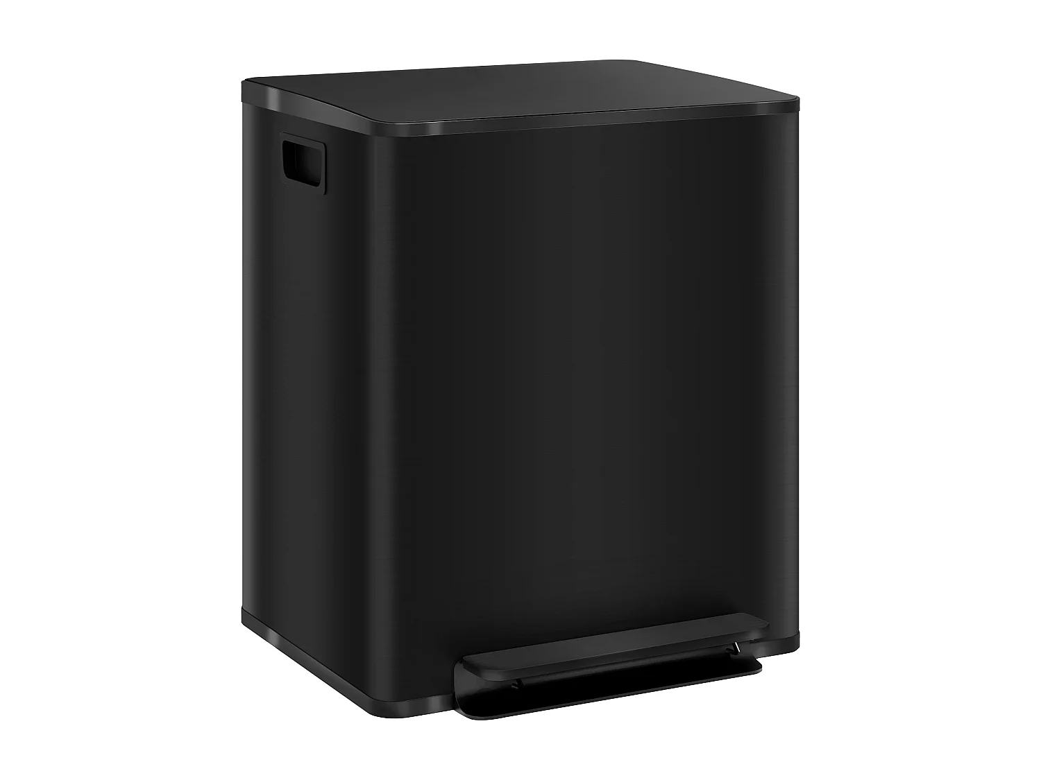 Poubelle à pédale 2x25L, Acier Inox, Noir (47.7x37.5x56 cm)