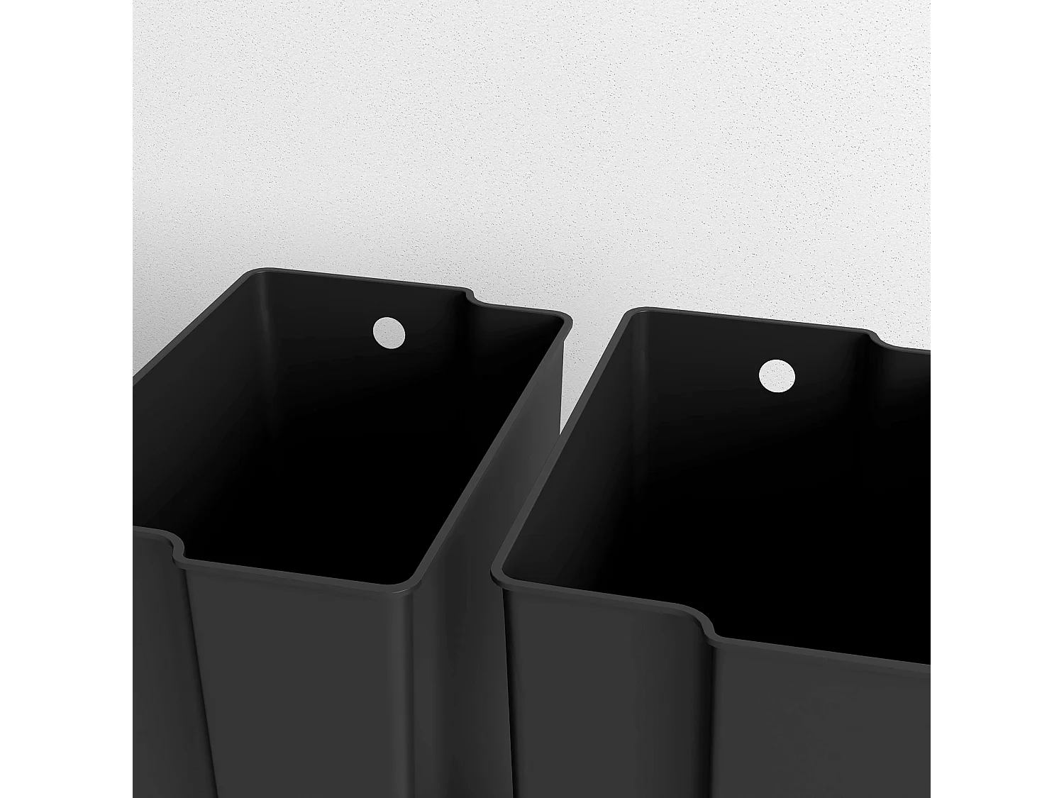 Poubelle à pédale 2x25L, Acier Inox, Noir (47.7x37.5x56 cm)