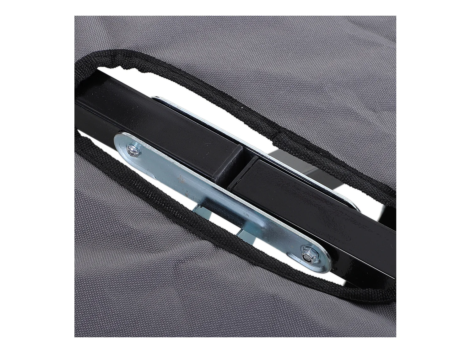 Lit de camping pliable 2 personnes, structure en acier, Oxford, gris (193x125x40 cm)