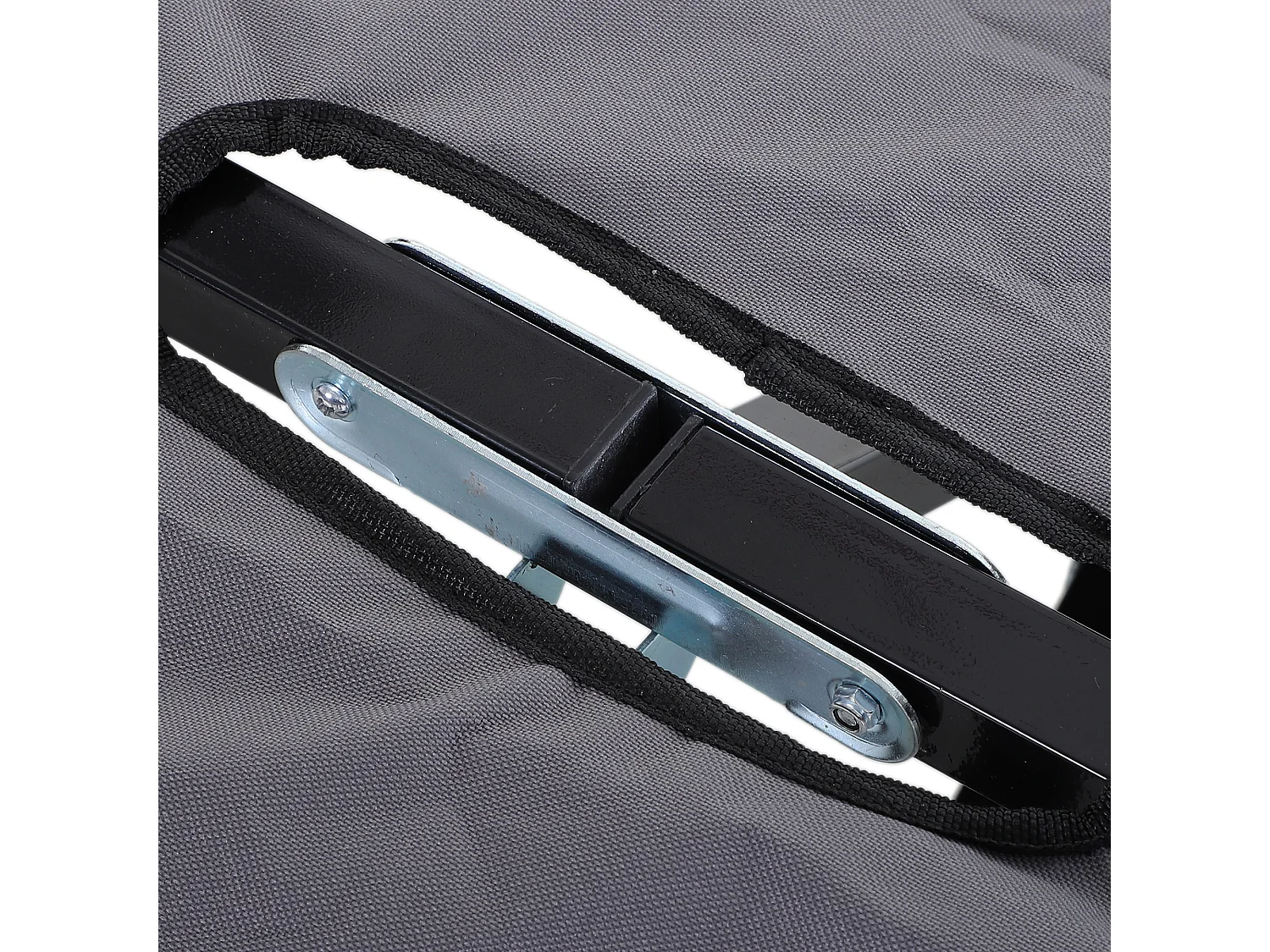 Lit de camping pliable 2 personnes, structure en acier, Oxford, gris (193x125x40 cm)