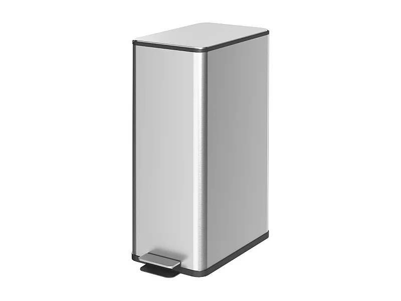 Papelera con pedal, 20L, acero inoxidable, con tapa y cubo interior, color plata (21,5x37,2x57 cm)