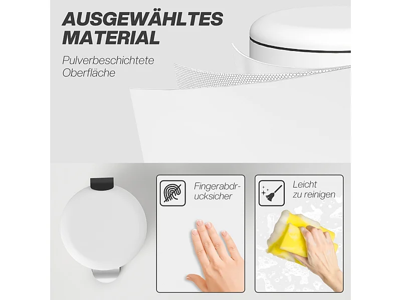 Poubelle avec pédale et couvercle, 20L, avec seau intérieur, métal, blanc (36x30x44.5 cm)