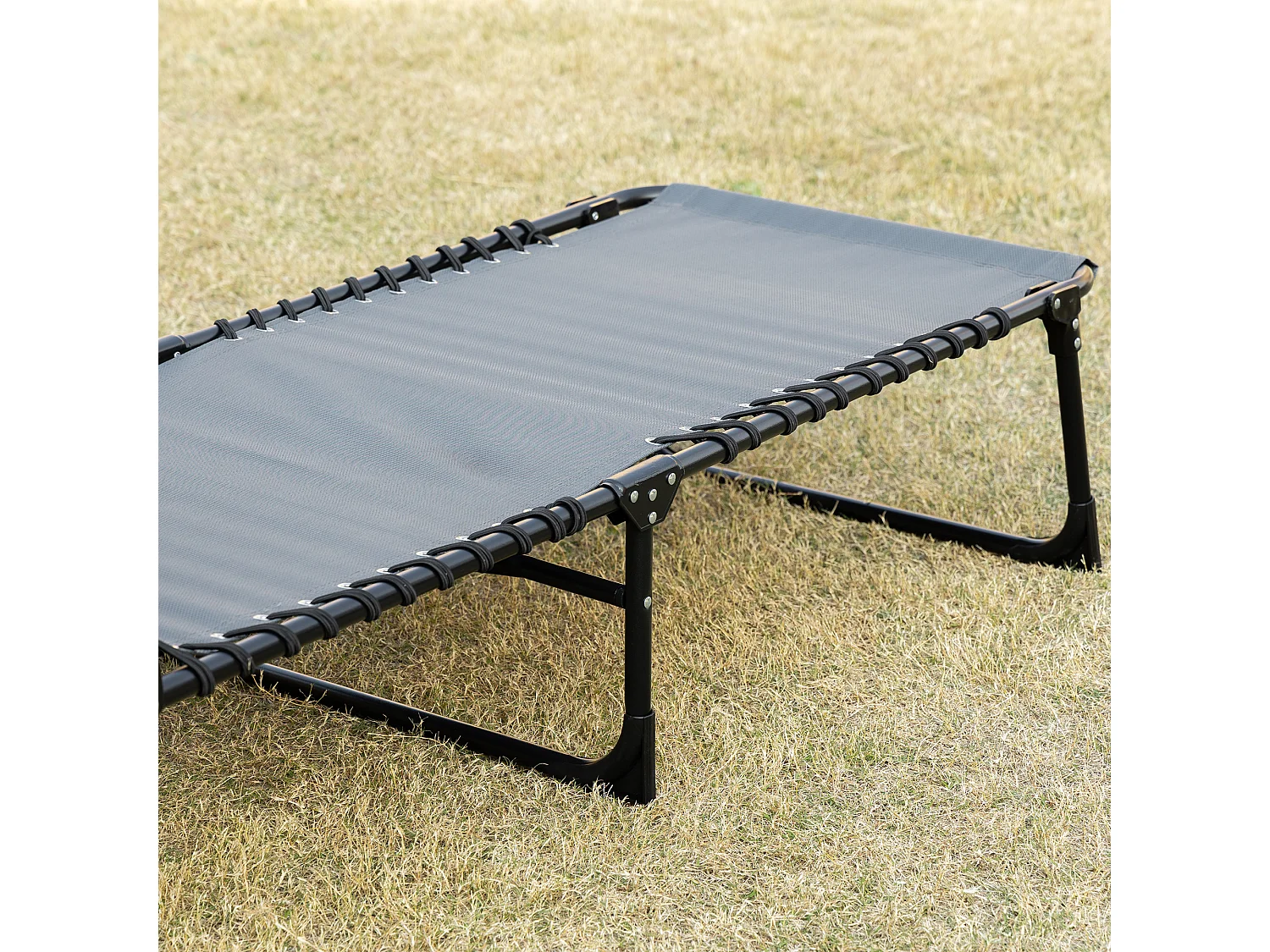 Opvouwbare ligstoel, met kussen, 5 verstelbare standen, polyester, grijs (185x58x30 cm)