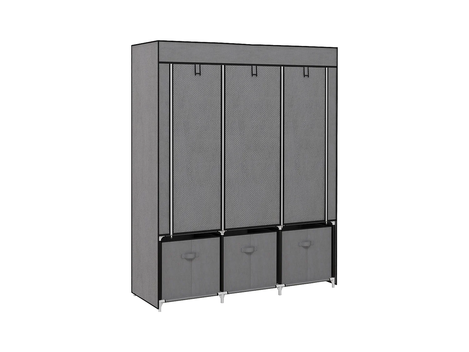 Armoire pliante 2-en-1 avec étagères et tringles, tissu non-tissé, gris foncé (125x43x162.5 cm)
