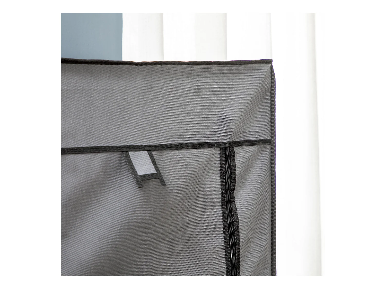 Armoire pliante 2-en-1 avec étagères et tringles, tissu non-tissé, gris foncé (125x43x162.5 cm)