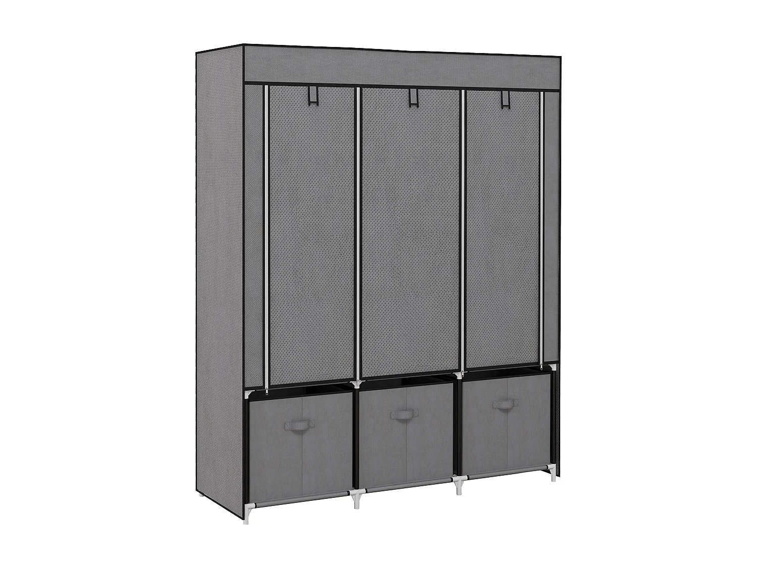 Armoire pliante 2-en-1 avec étagères et tringles, tissu non-tissé, gris foncé (125x43x162.5 cm)